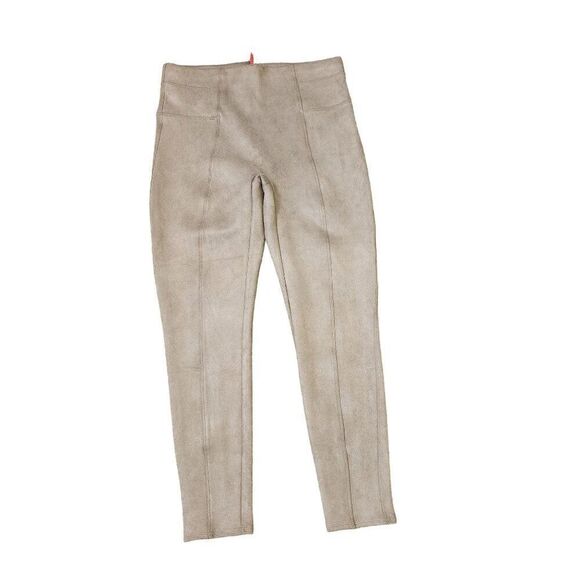 Spanx Ankle Length Faux Suede Tapered Leggings Womens Size XL Beige Tan - Picture 1 of 7
